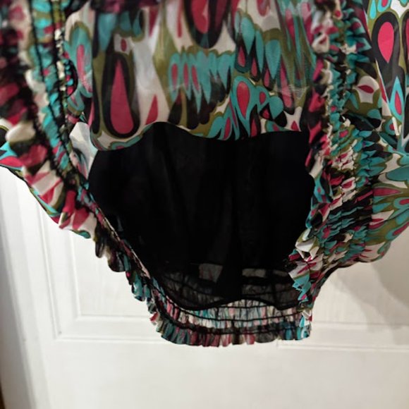 Beautiful Nicole Miller "Romantic Retro" Sheer Blouse~ Size M (B12) - Picture 4 of 8